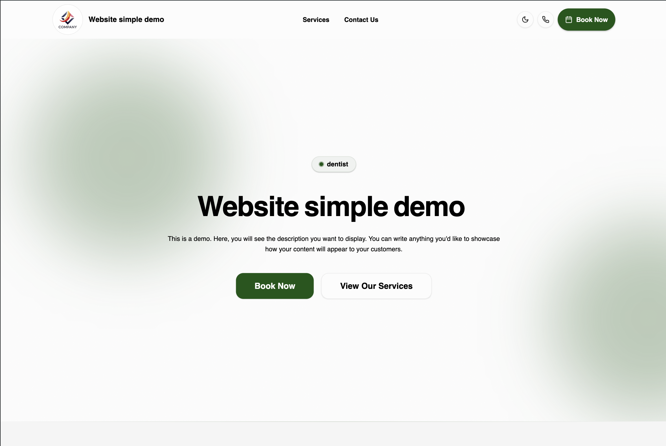 Preview of the simple website demo